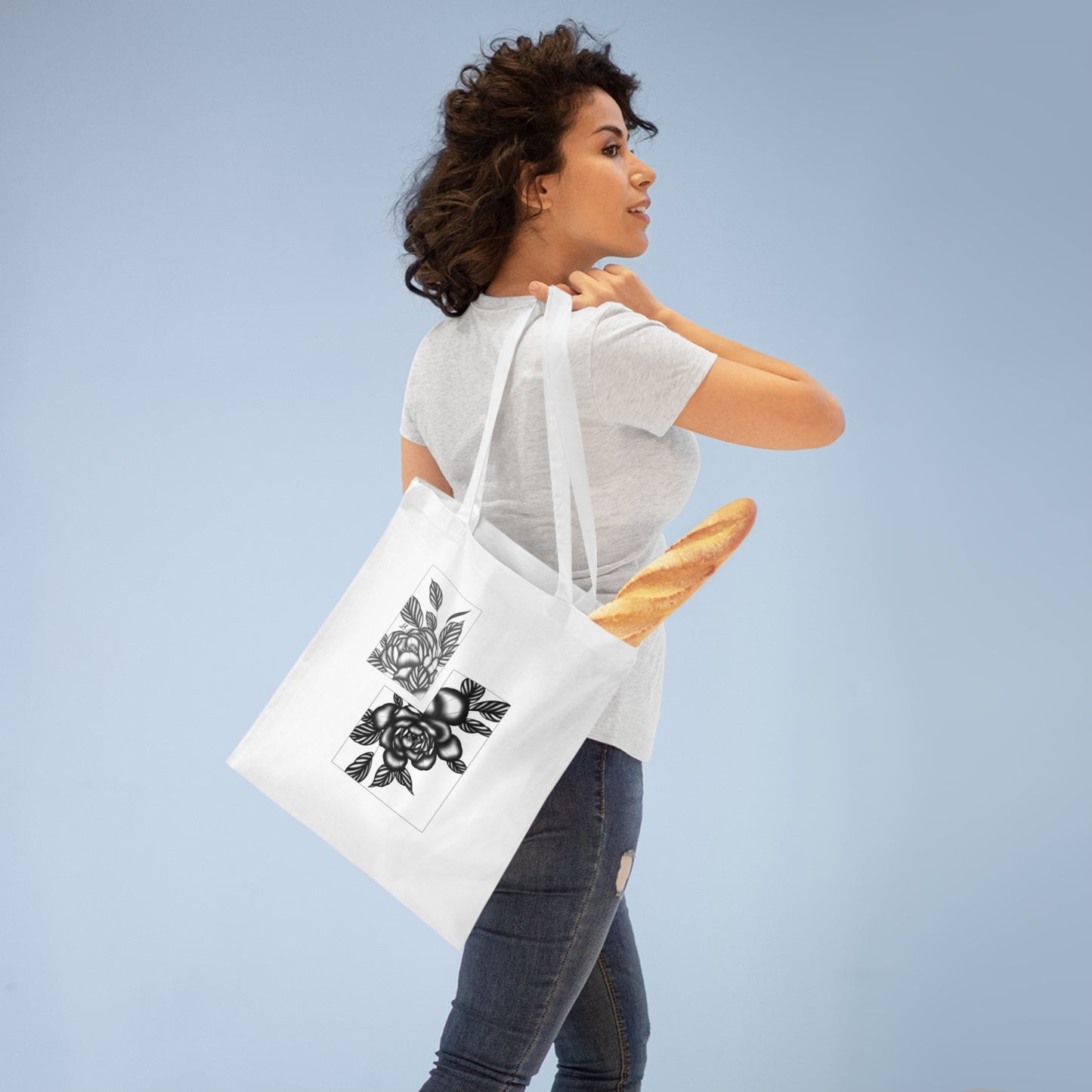 Elegant Floral Tote Bag - Stylish And Reusable - For Everyday Use.