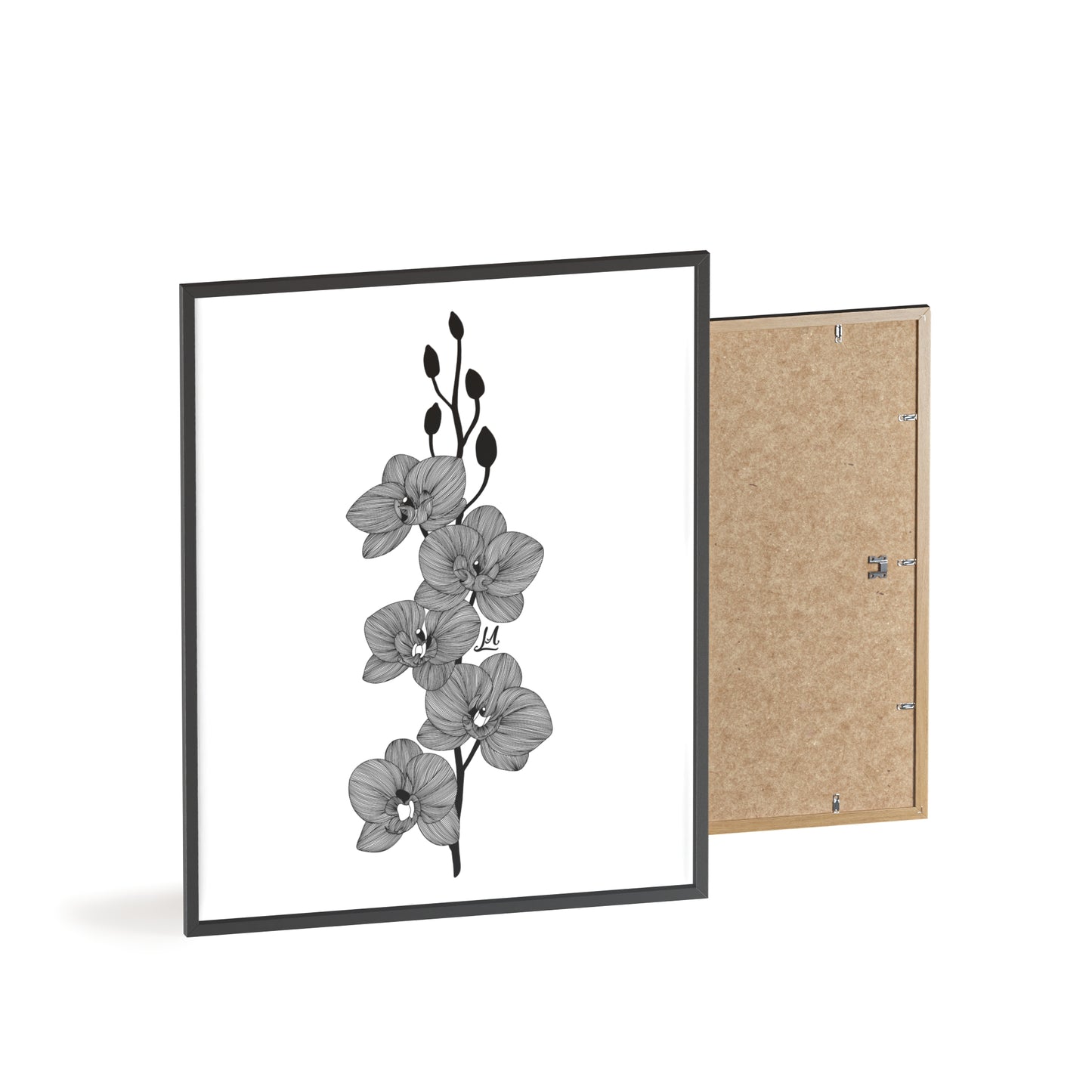 Elegant orchid line artwork - Framed.