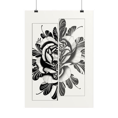 Black & White skull in rose
