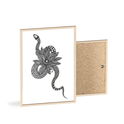Serpent and flower artwork - Framed.