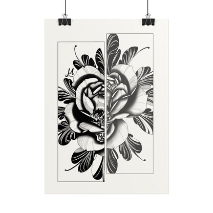Black & White skull in rose
