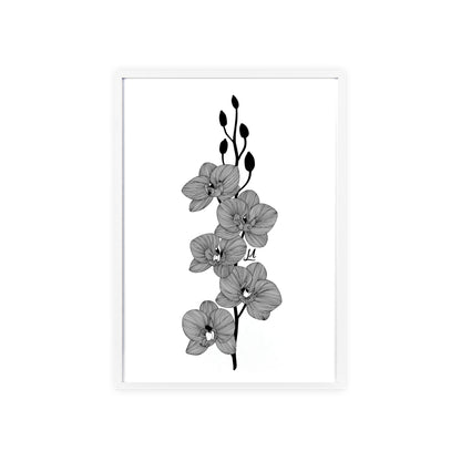 Elegant orchid line artwork - Framed.