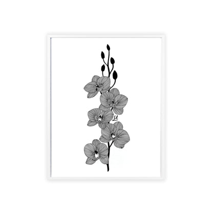 Elegant orchid line artwork - Framed.