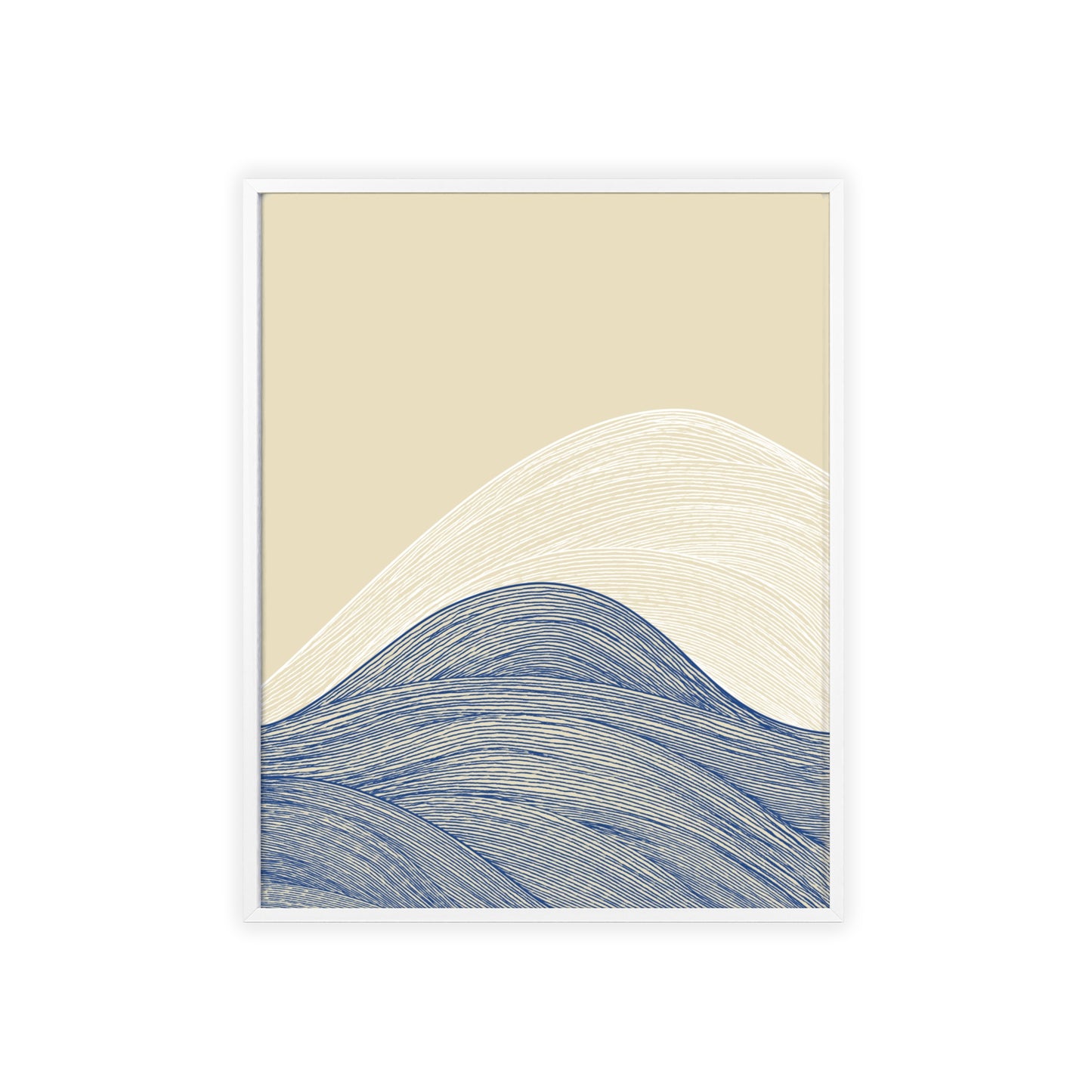 Coastal Waves Poster with Wooden Frame, Nautical Wall Art, Beach House Decor, Minimalist Print, Home Office Artwork