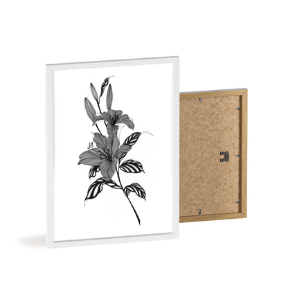 Elegant Floral Wall Art, Black and White Lily artwork - Framed.