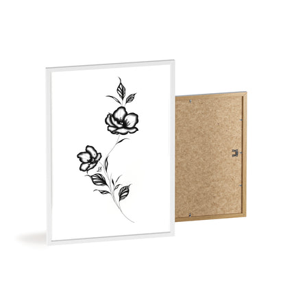 Black and white elegant flower artwork - Framed.