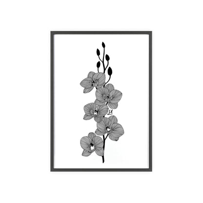 Elegant orchid line artwork - Framed.
