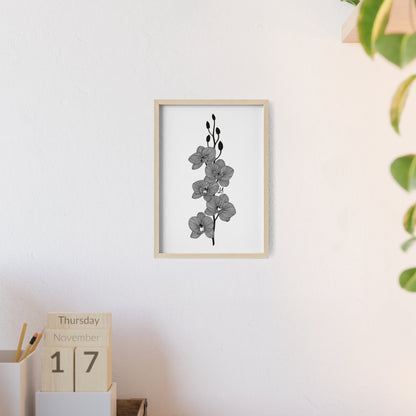 Elegant orchid line artwork - Framed.