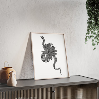 Serpent and flower artwork - Framed.