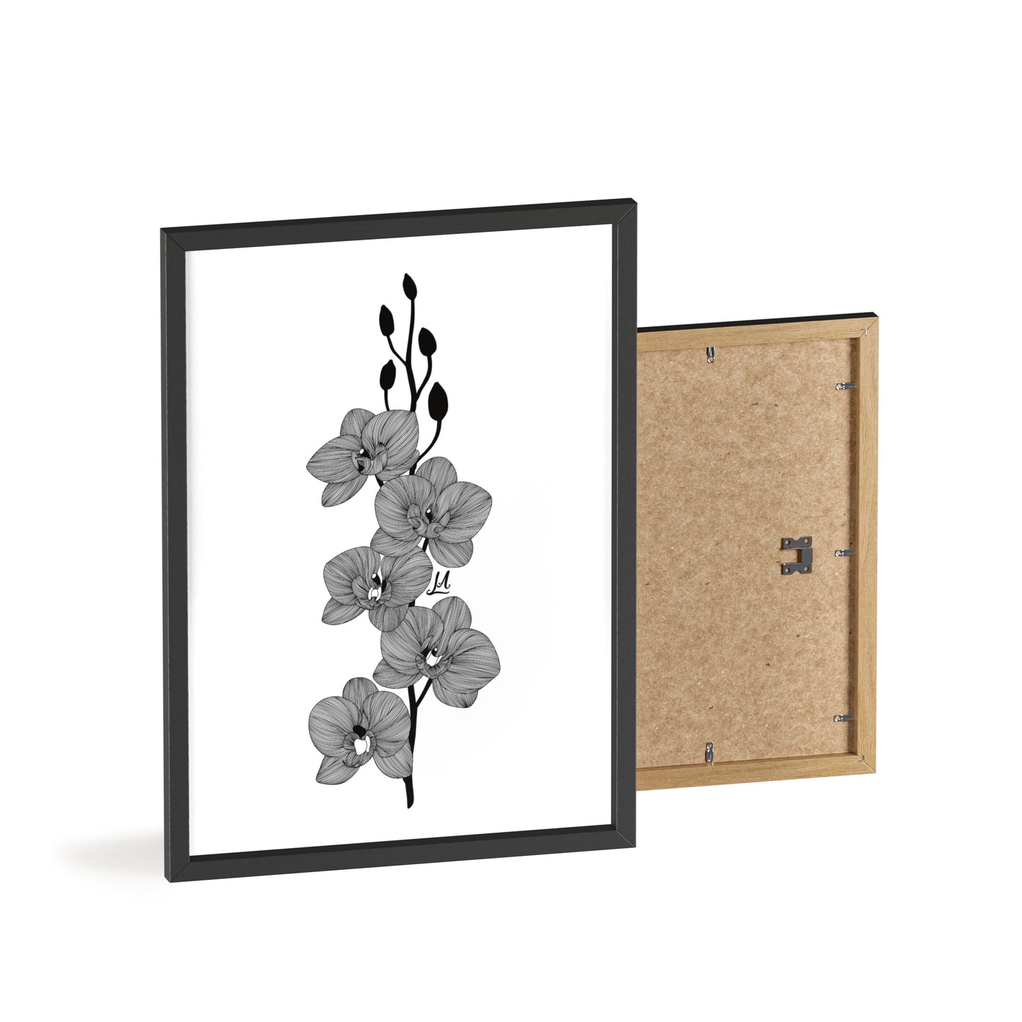 Elegant orchid line artwork - Framed.
