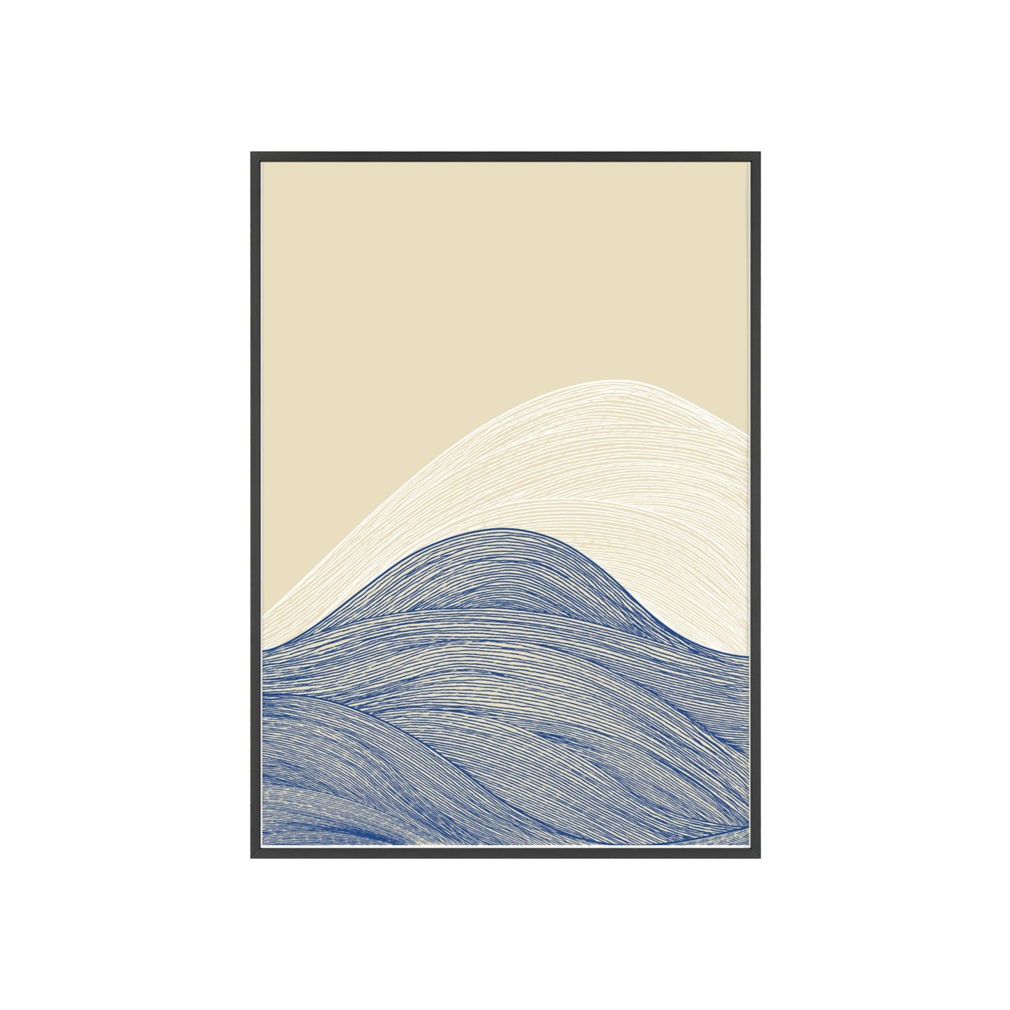 Coastal Waves Poster with Wooden Frame, Nautical Wall Art, Beach House Decor, Minimalist Print, Home Office Artwork