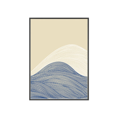 Coastal Waves Poster with Wooden Frame, Nautical Wall Art, Beach House Decor, Minimalist Print, Home Office Artwork