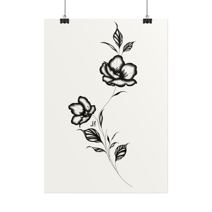 Black and white elegant flower artwork.
