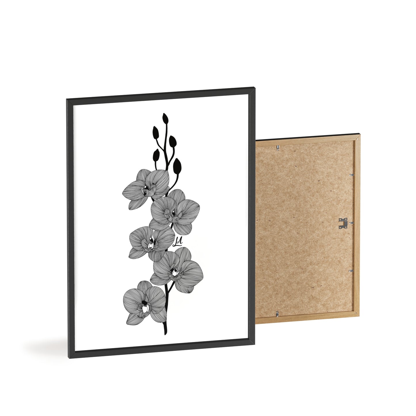 Elegant orchid line artwork - Framed.
