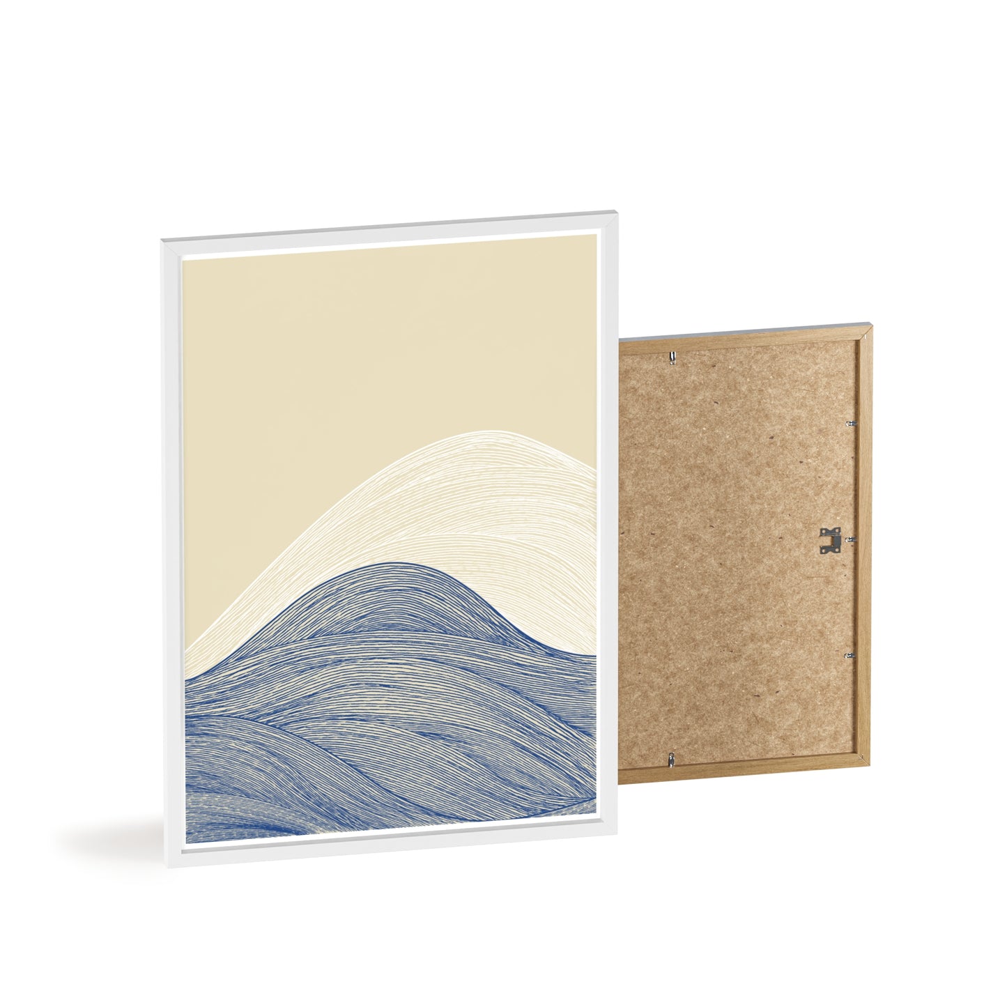 Coastal Waves Poster with Wooden Frame, Nautical Wall Art, Beach House Decor, Minimalist Print, Home Office Artwork