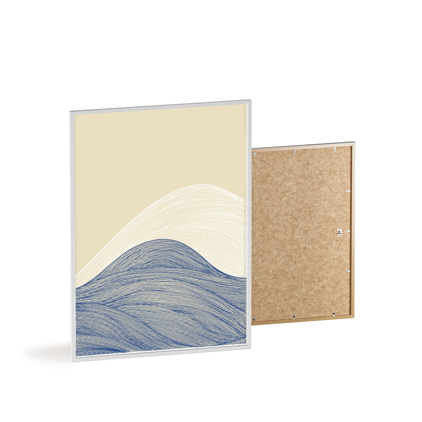Coastal Waves Poster with Wooden Frame, Nautical Wall Art, Beach House Decor, Minimalist Print, Home Office Artwork