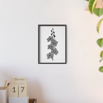 Elegant orchid line artwork - Framed.