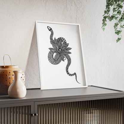 Serpent and flower artwork - Framed.
