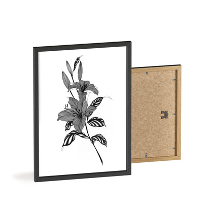 Elegant Floral Wall Art, Black and White Lily artwork - Framed.