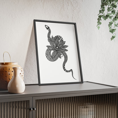 Serpent and flower artwork - Framed.