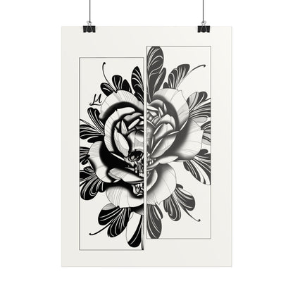 Black & White skull in rose