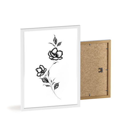 Black and white elegant flower artwork - Framed.