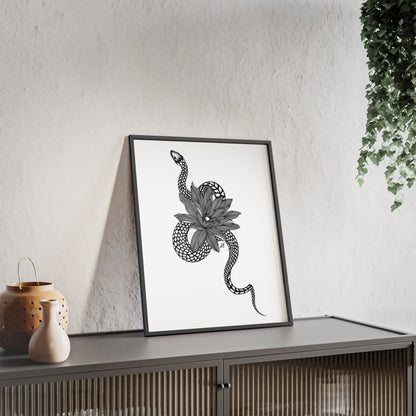 Serpent and flower artwork - Framed.