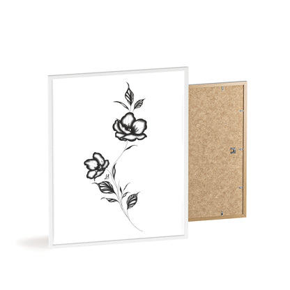 Black and white elegant flower artwork - Framed.