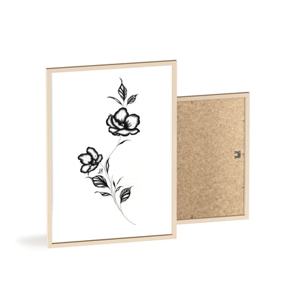 Black and white elegant flower artwork - Framed.