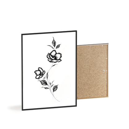 Black and white elegant flower artwork - Framed.