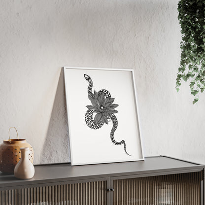 Serpent and flower artwork - Framed.