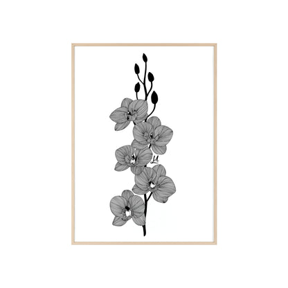 Elegant orchid line artwork - Framed.