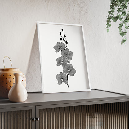 Elegant orchid line artwork - Framed.