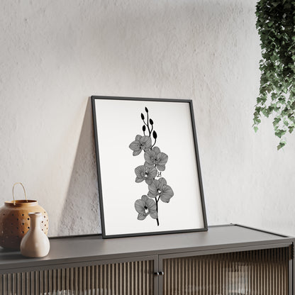 Elegant orchid line artwork - Framed.