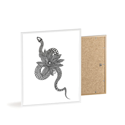 Serpent and flower artwork - Framed.