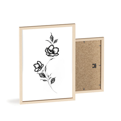 Black and white elegant flower artwork - Framed.