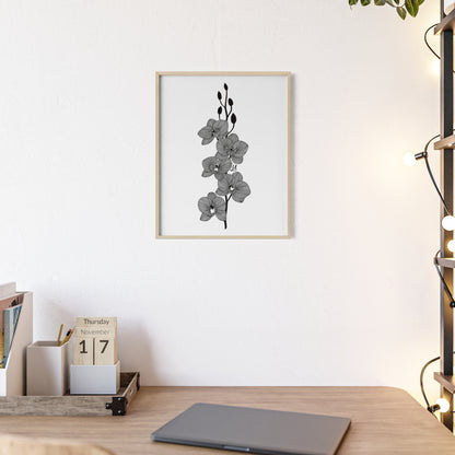 Elegant orchid line artwork - Framed.