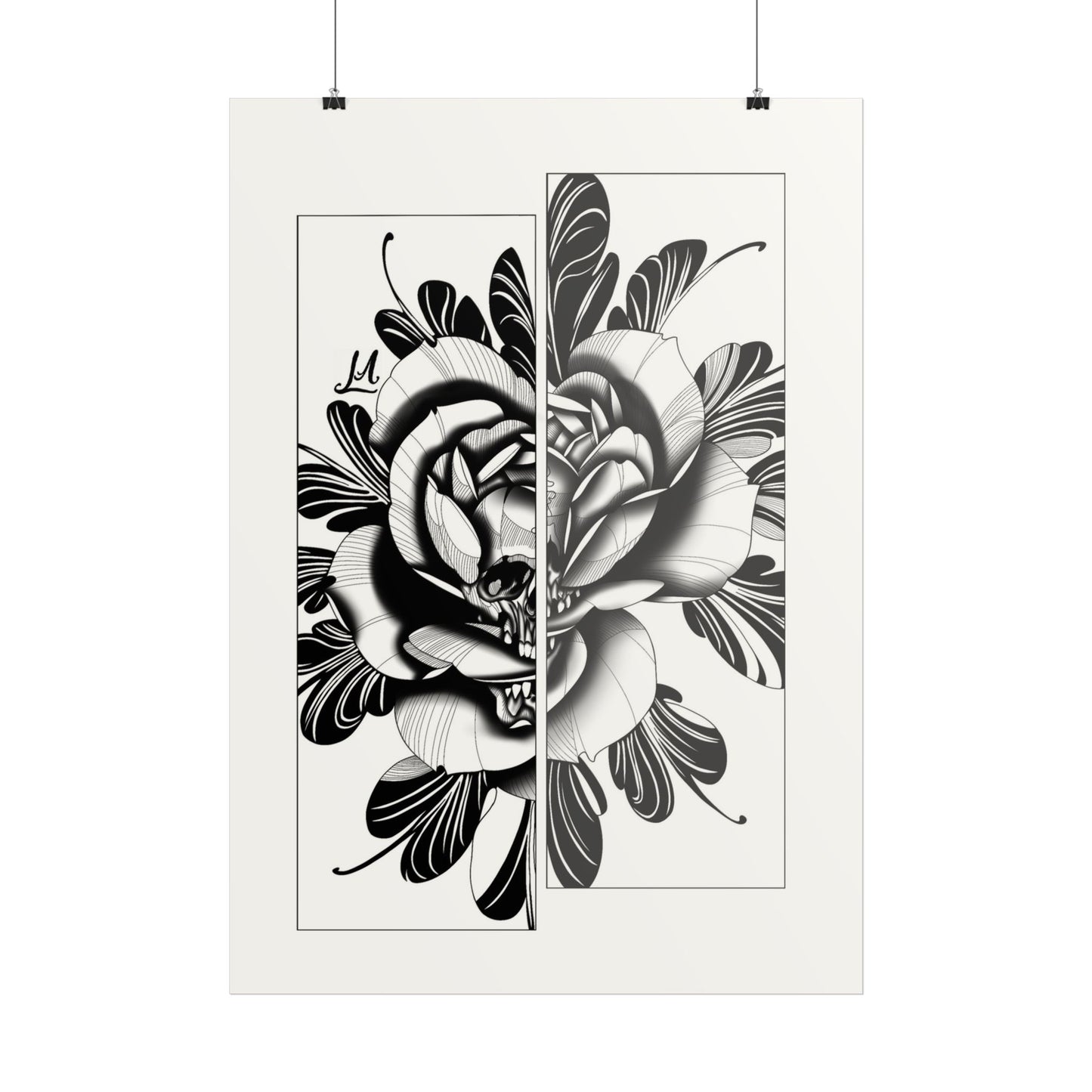 Black & White skull in rose