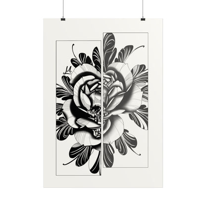 Black & White skull in rose