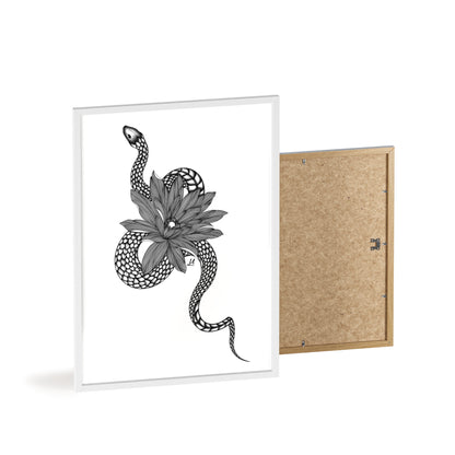 Serpent and flower artwork - Framed.