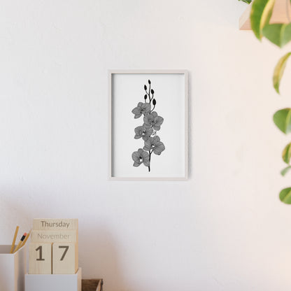 Elegant orchid line artwork - Framed.