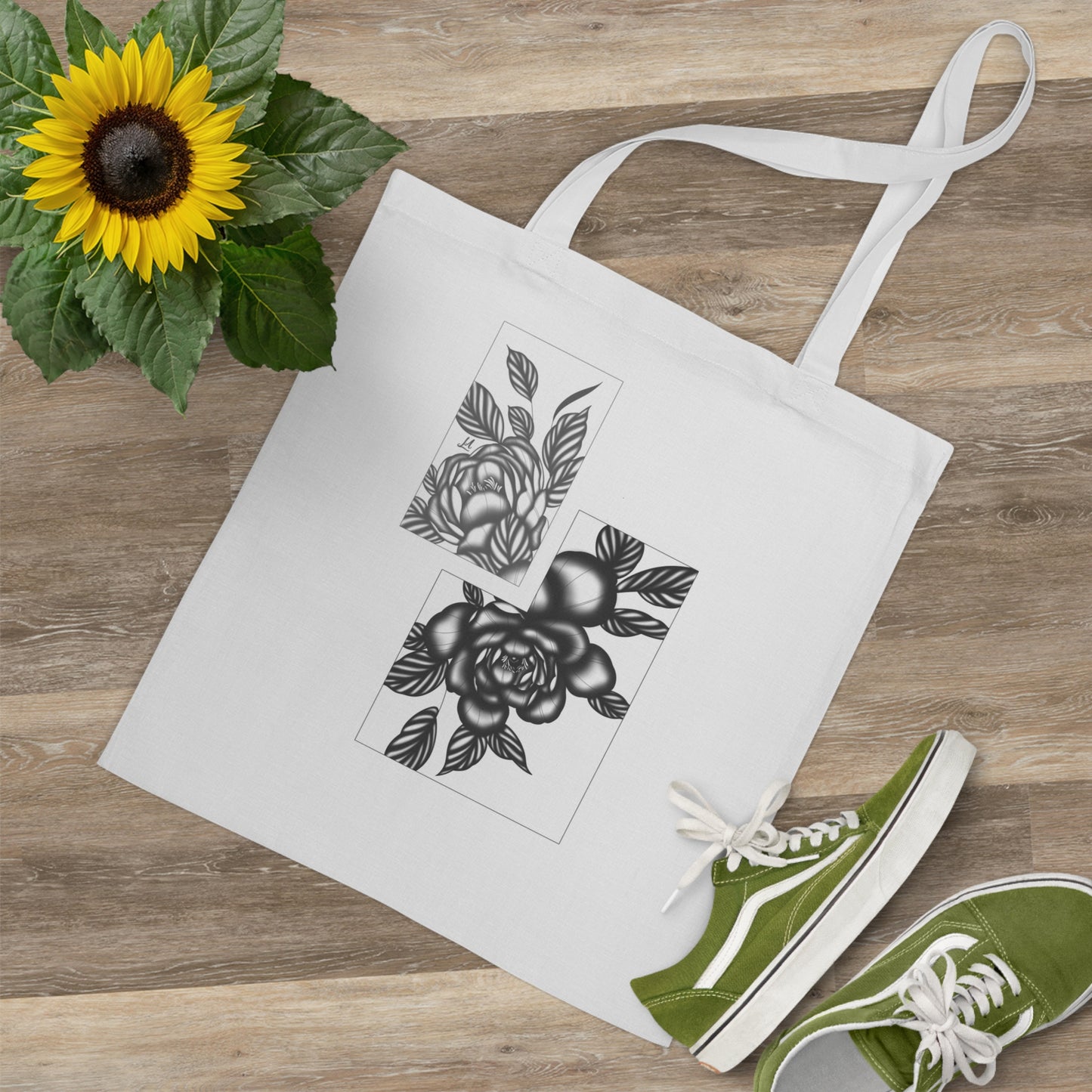 Elegant Floral Tote Bag - Stylish And Reusable - For Everyday Use.
