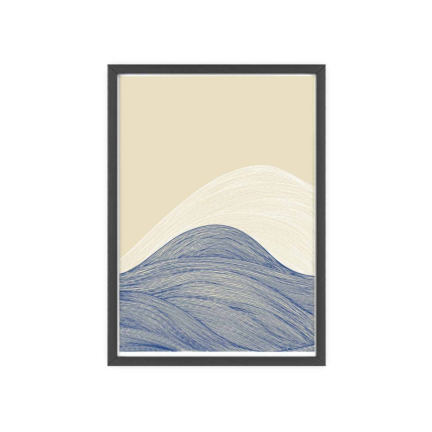 Coastal Waves Poster with Wooden Frame, Nautical Wall Art, Beach House Decor, Minimalist Print, Home Office Artwork