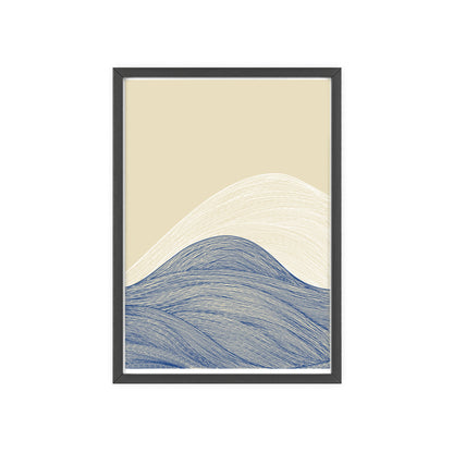 Coastal Waves Poster with Wooden Frame, Nautical Wall Art, Beach House Decor, Minimalist Print, Home Office Artwork
