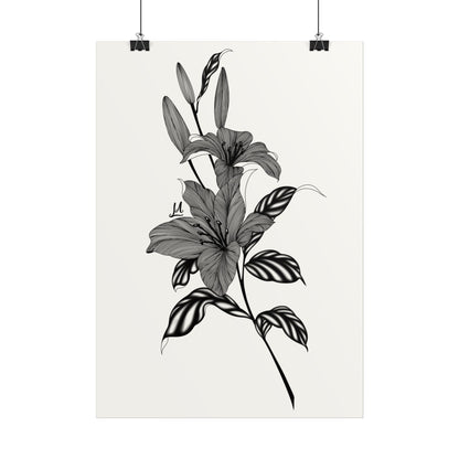 Elegant Floral Wall Art, Black and White Lily artwork.