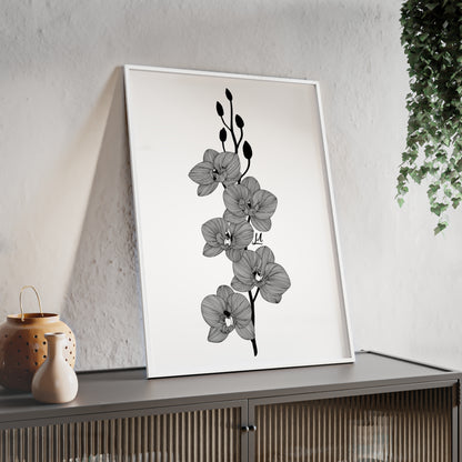 Elegant orchid line artwork - Framed.