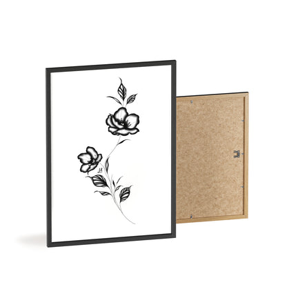 Black and white elegant flower artwork - Framed.