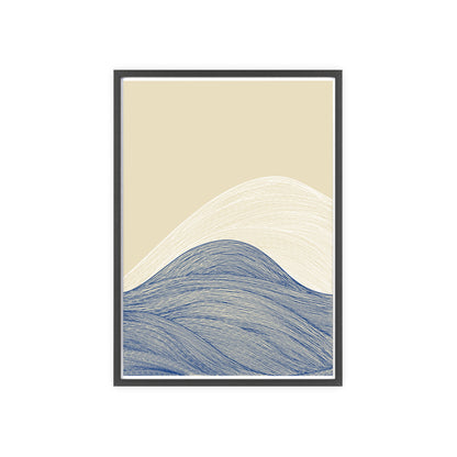 Coastal Waves Poster with Wooden Frame, Nautical Wall Art, Beach House Decor, Minimalist Print, Home Office Artwork