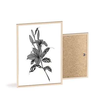 Elegant Floral Wall Art, Black and White Lily artwork - Framed.