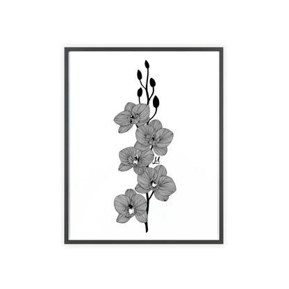 Elegant orchid line artwork - Framed.